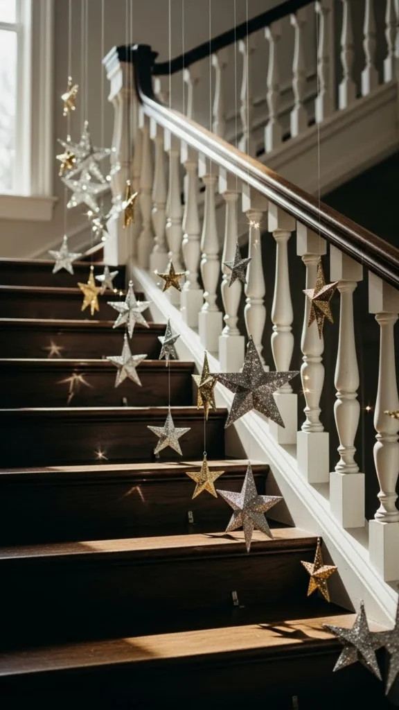 Star-Shaped Ornaments Hanging Down the Baluster