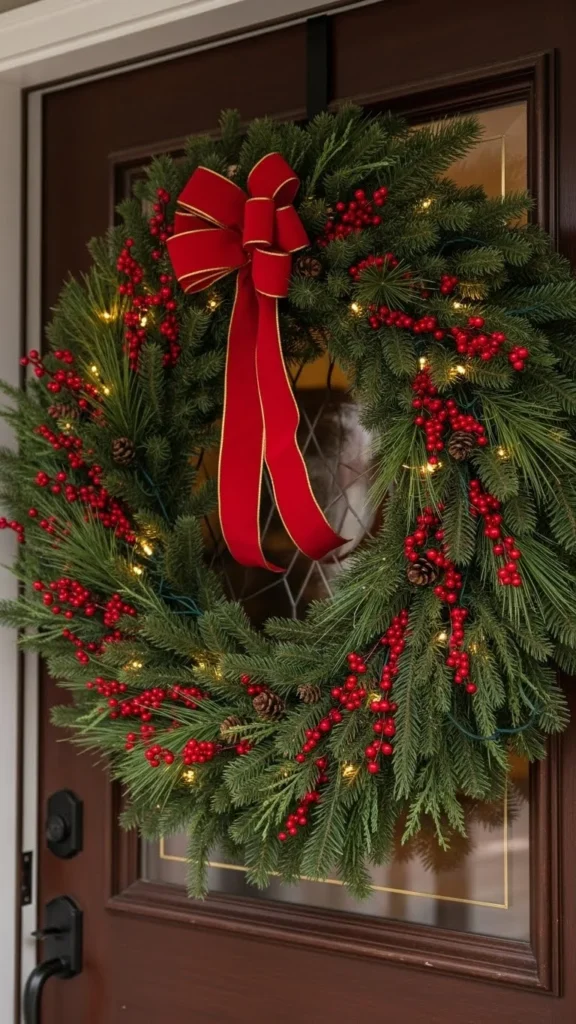 Statement Holiday Wreath on the Interior Door