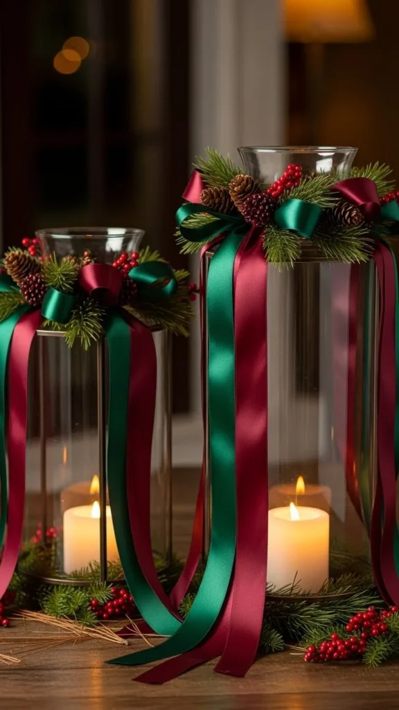 Tall Candle Lanterns With Soft Ribbon
