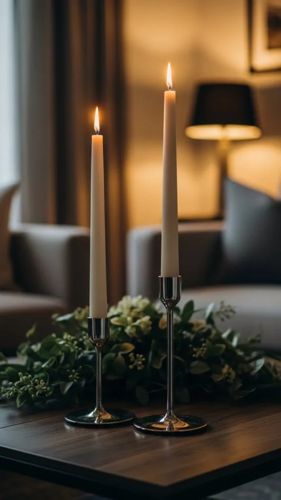 Taper Candle Pair on a Slim Base