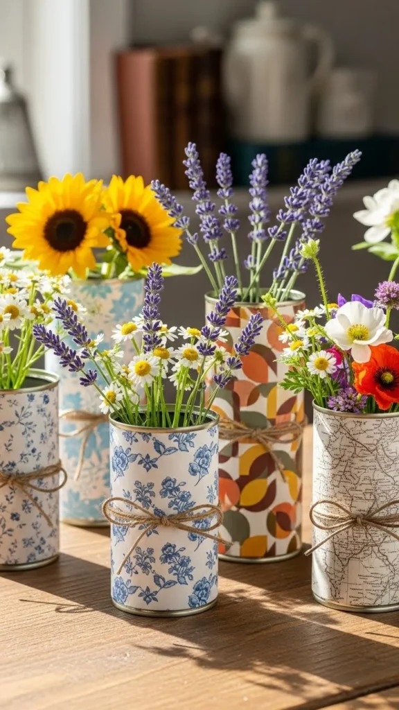 Upcycled Tin Can Vases