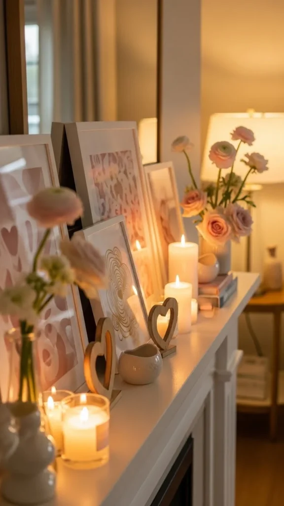 Valentine’s Day Mantel Styling