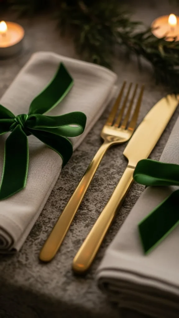 Velvet-Ribbon Napkin Wraps