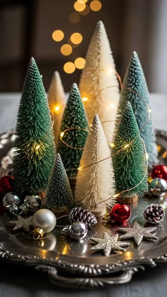 Vintage Tray with Mini Trees