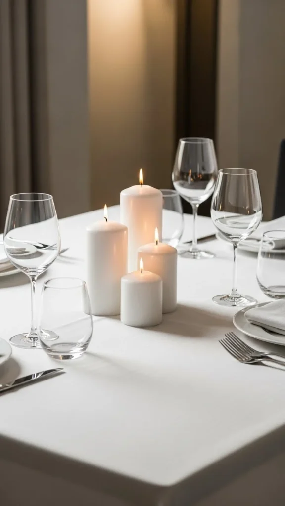White Candles & Glass Simplicity