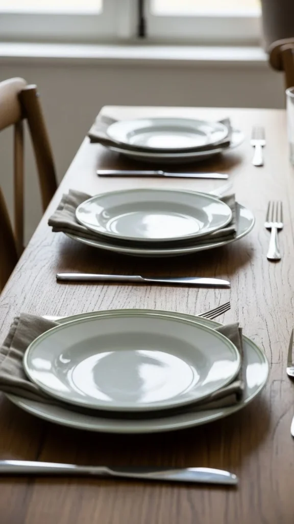 White Ceramic Plates With Green Rims