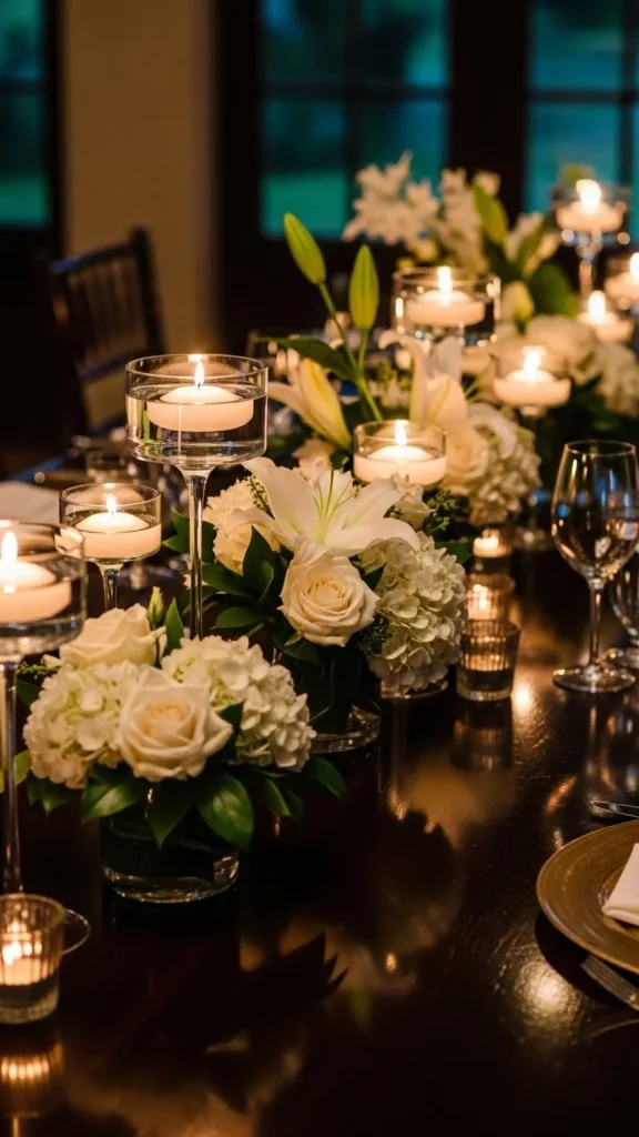 White Florals With Floating Candles