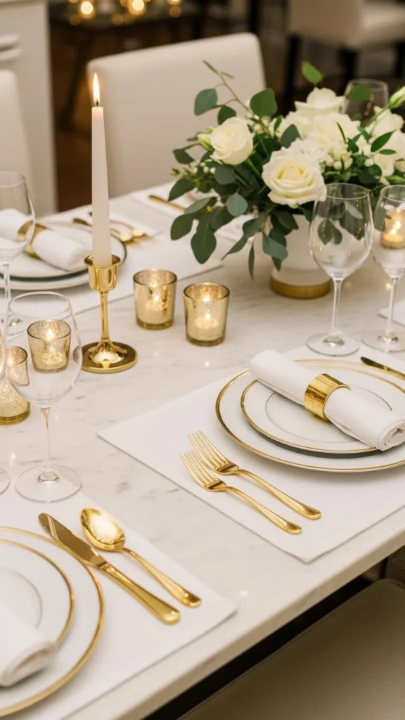 White & Gold New Year Setting