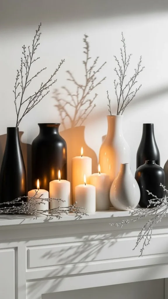 White-on-White Minimalist Mantel