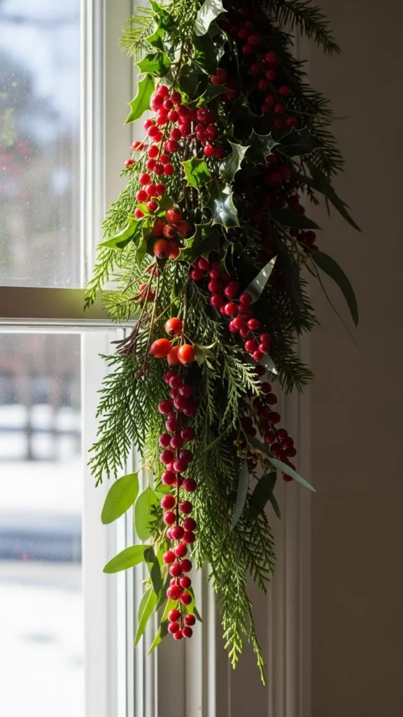 Winter Berry Window Swag