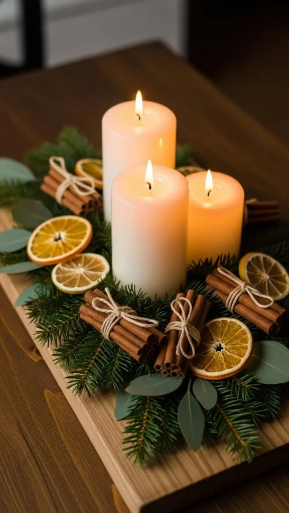 Winter Citrus Candle Display