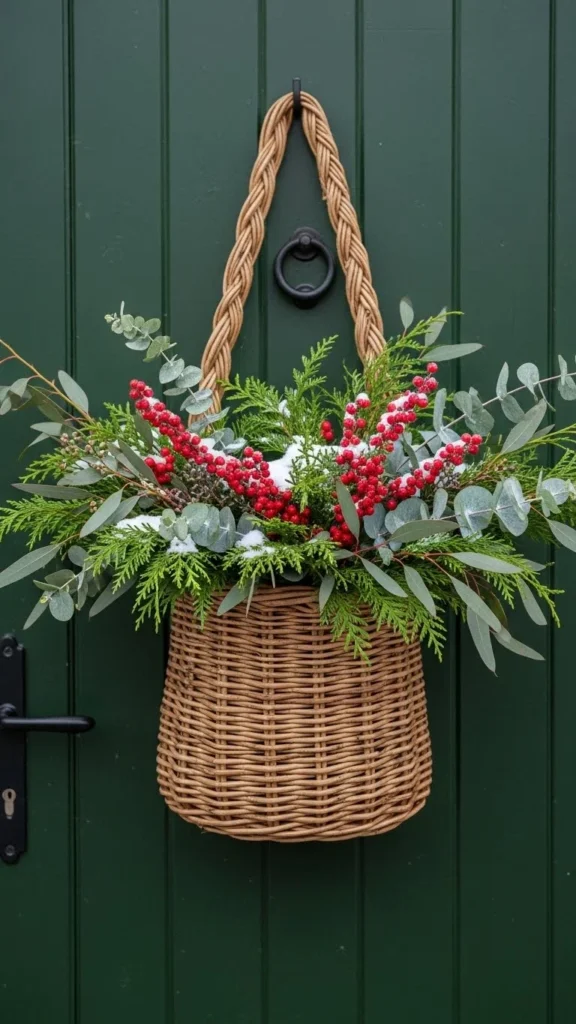 Winter Door Basket Instead of a Wreath