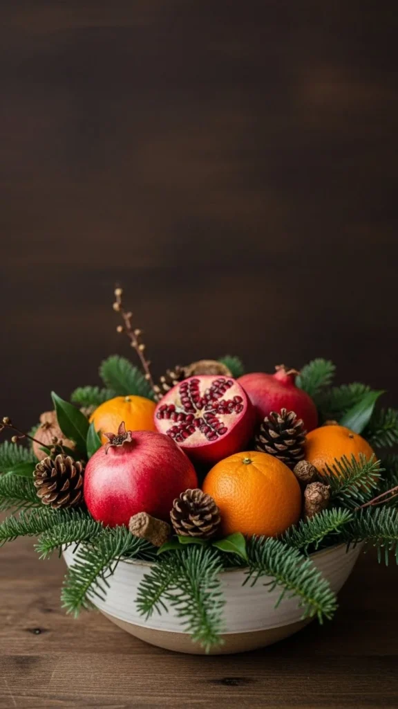 Winter Fruit and Greenery Bowl