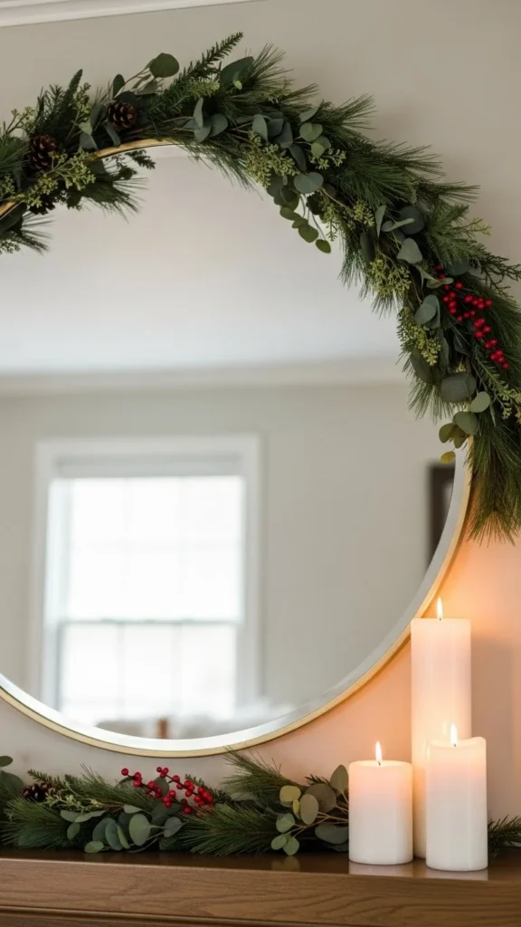 Winter Mirror Mantel
