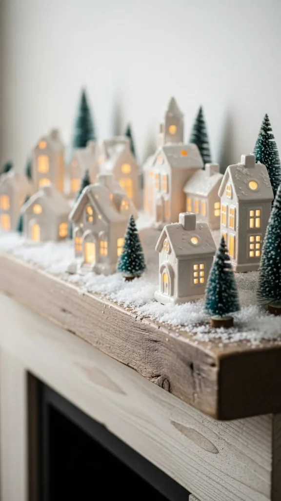 Winter Village Mantel Scene