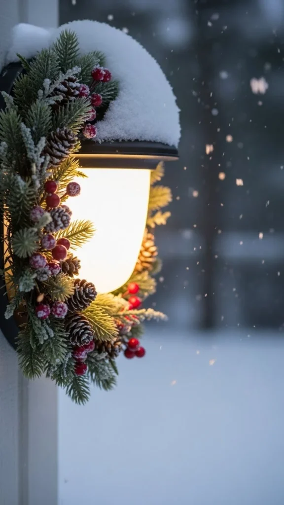 Wreath-Wrapped Porch Light