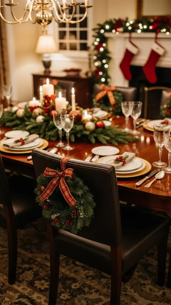 Wreaths Hung on Dining Chairs