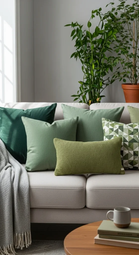 Cozy Green Throw Pillows