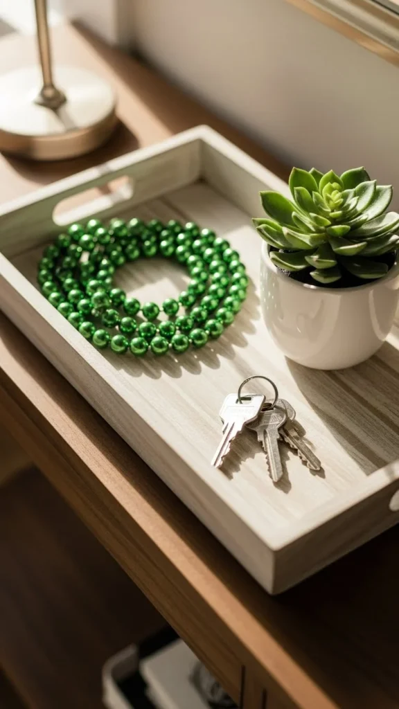 Entryway Tray With Green Details