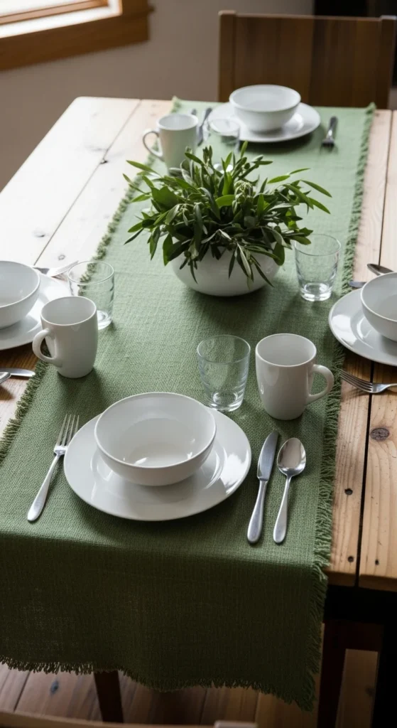 Green Fabric Table Runner
