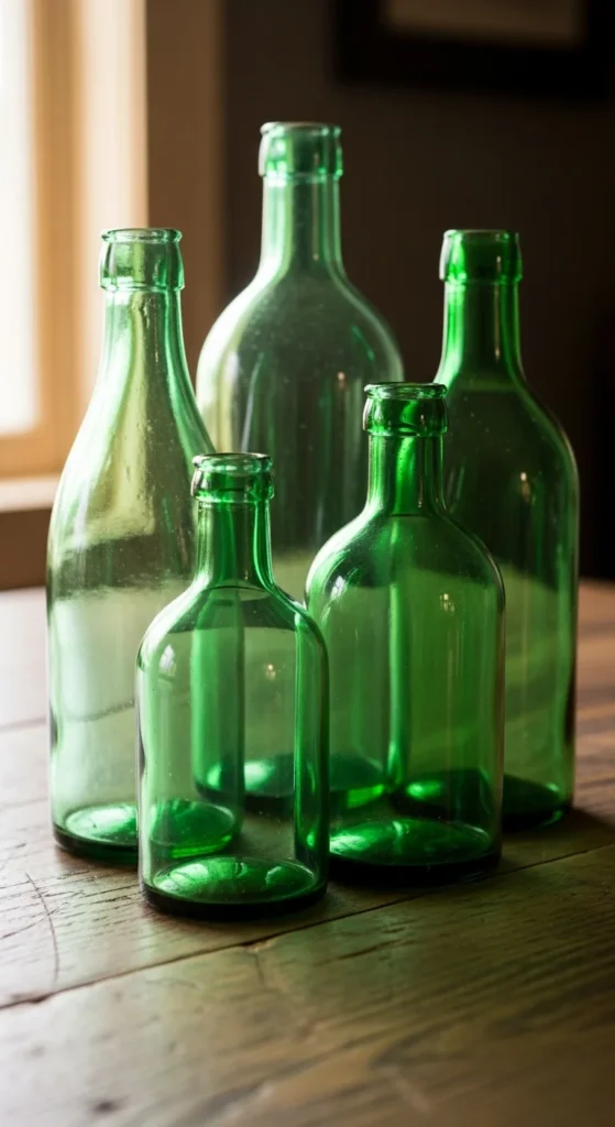 Green Glass Bottle Displays