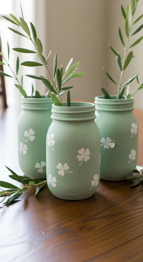 Mason Jar Clover Centerpieces