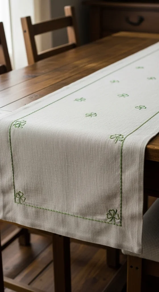 Neutral Shamrock Table Runner