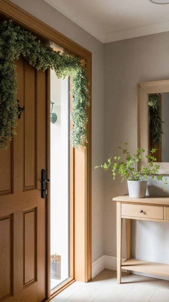 Simple Green Garland Along the Door Frame