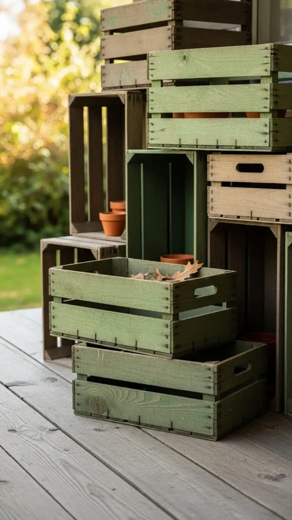 Vintage-Style Green Crates