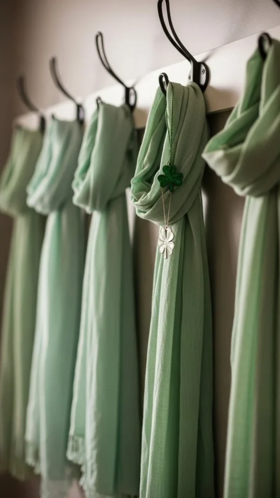 Wall Hooks With Green Hanging Decor