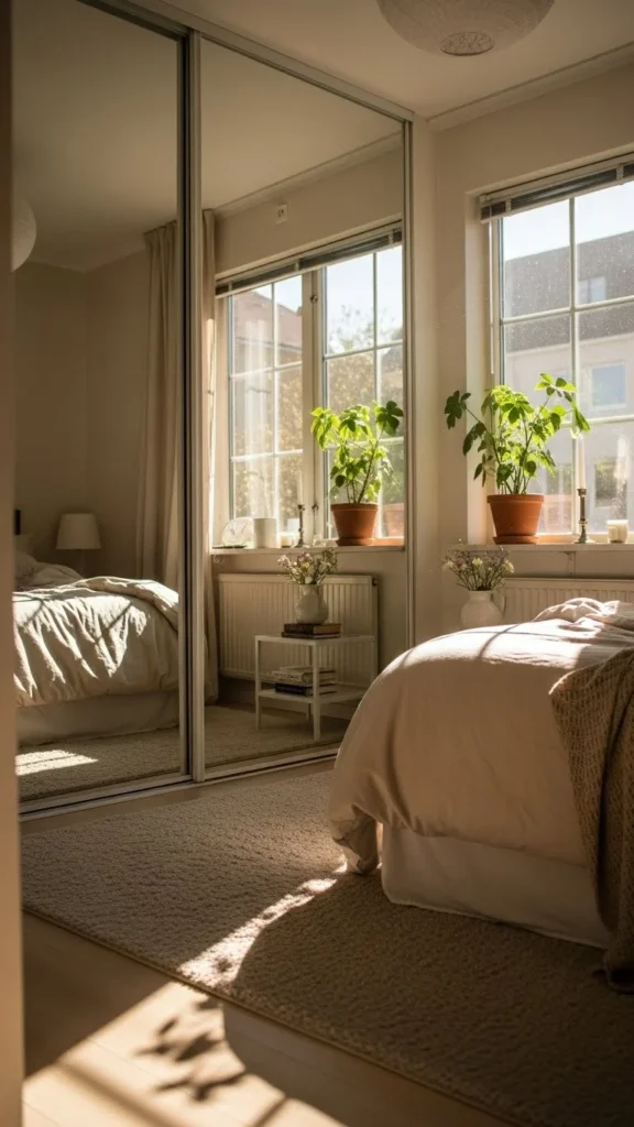 how to decorate bedroom with mirrors