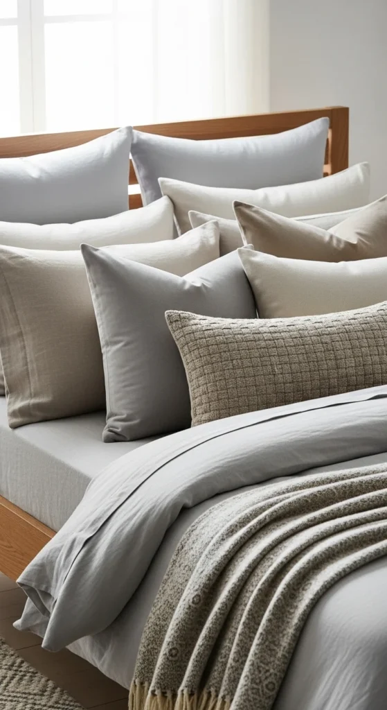 Mix Pillow Shapes, Sizes, and Fabrics