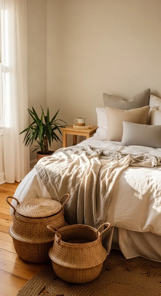 how to decorate bedroom baskets