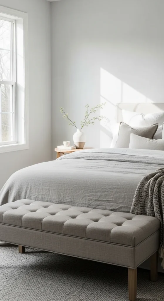 how to decorate bedroom bench