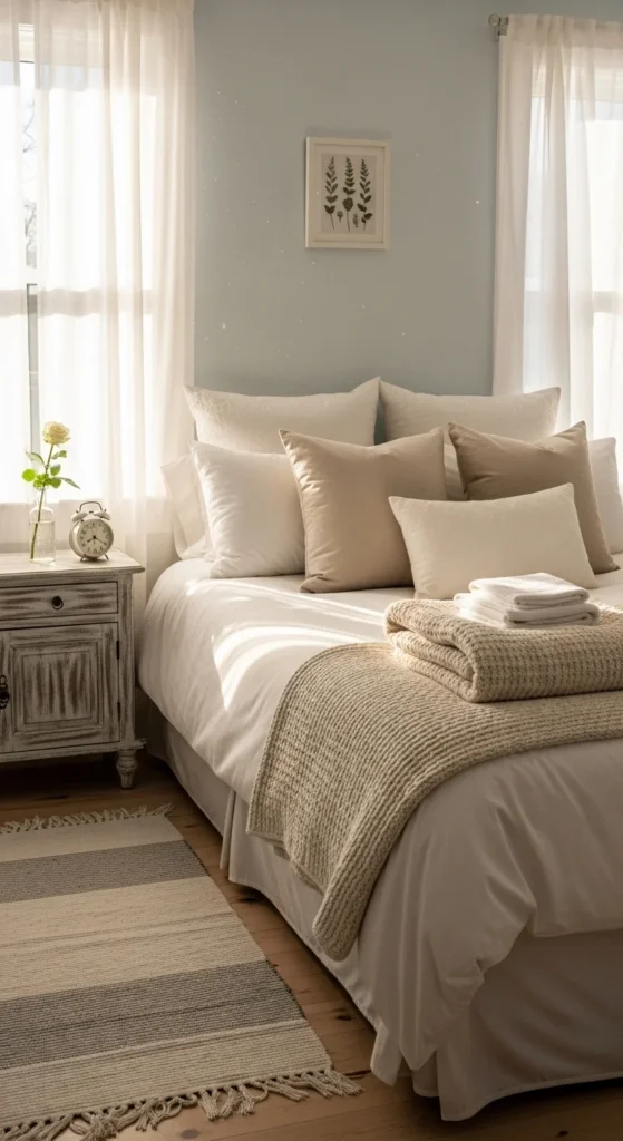 how to decorate bedroom layered bedding